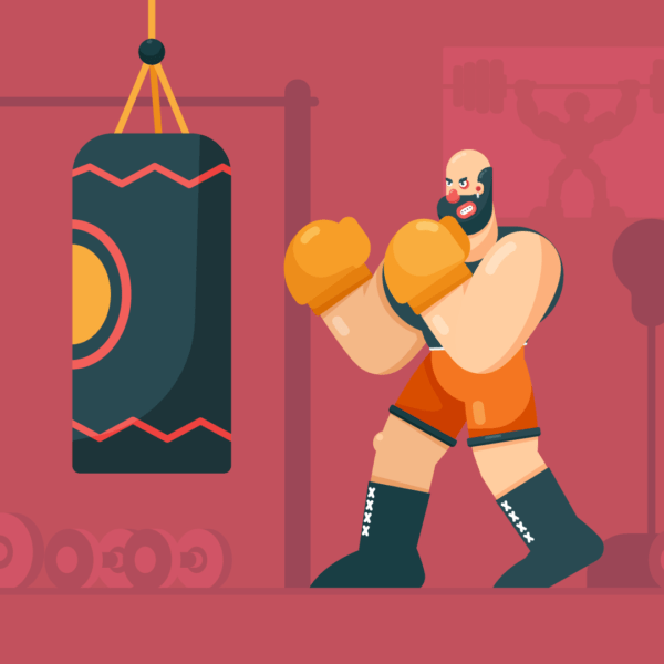 2D Flat Style Boxer Illustration