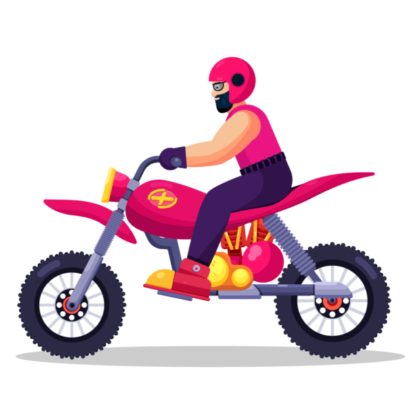 2D Flat Style Biker Illustration