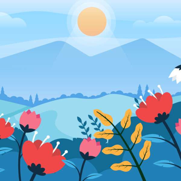 Flat Style Landscape Mountain Background