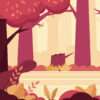 Flat Style forest background illustration