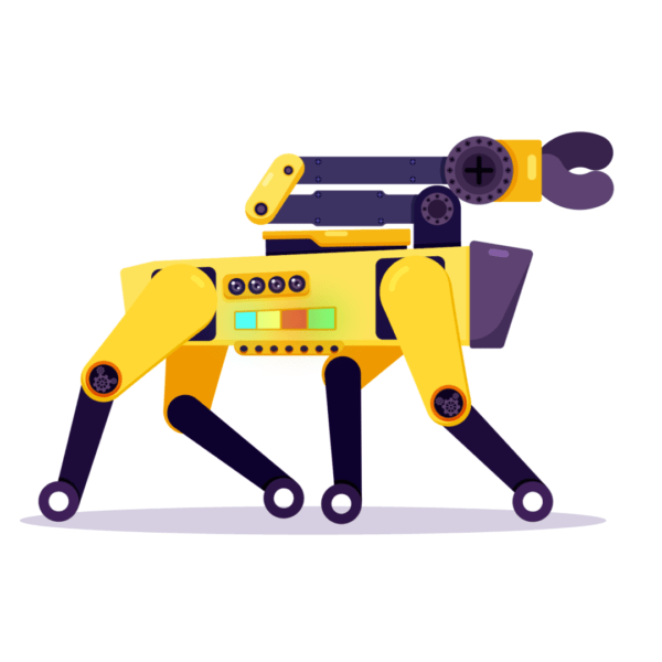 2D flat style dog robot illustration