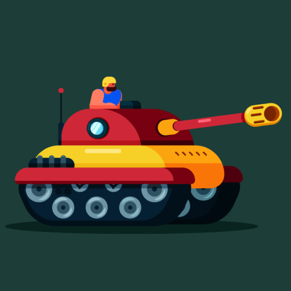 2D flat style Tank man illustration