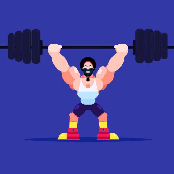 2D Weightlifting Character Illustration