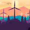 Flat Style windmill scene background